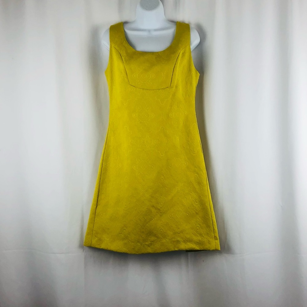 Anthropologie jacquard textured Cotton blend button back sleeveless minidress 6